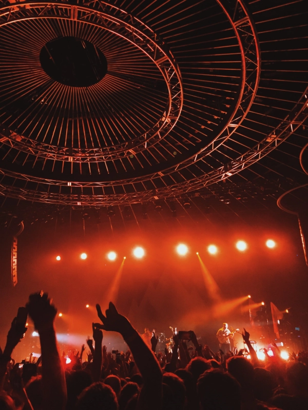 Photographie d'un concert prise à l'intérieur de la foule
